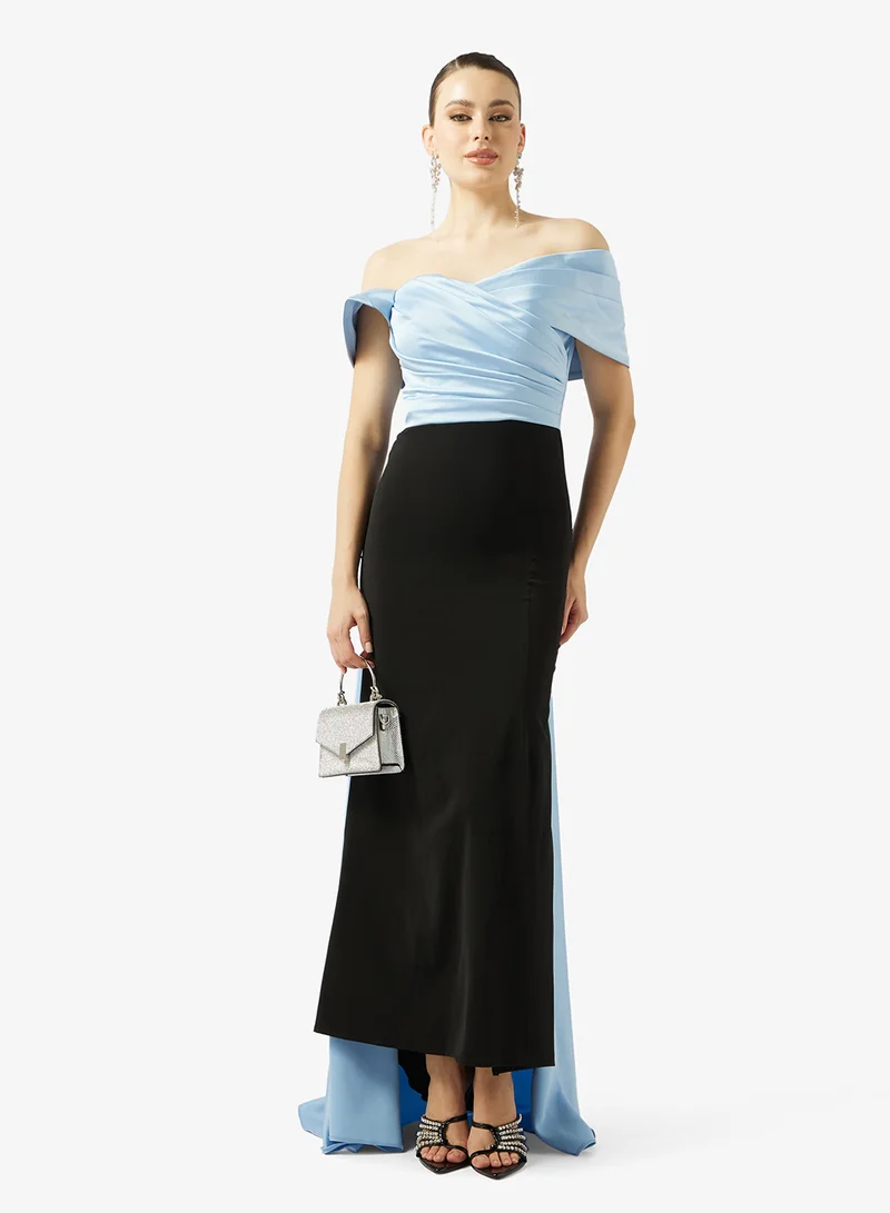 Akadia Fashion  SPECIAL SHOULDER DESIGN SATIN DRESS for Women | Best Price UAE